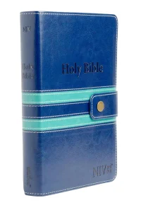 NIV STD PU Press Button Blue Index