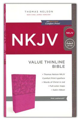 NKJV Value Thinline Bible Leathersoft Pink Red Letter Edition Comfort Print