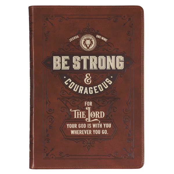 Be Strong & Courageous For The Lord Faux Leather Journal With Zipped Closure.