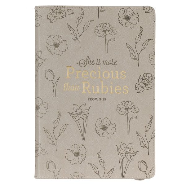 She is More Precious Than Rubies Faux Leather Journal With Zipped Closure.