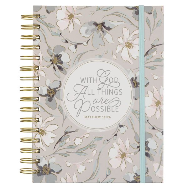 With God All Things are Possible Chunky Hardcover Wirebound Journal with Elastic Closure
