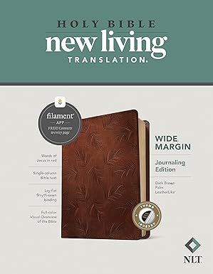 NLT Wide Margin Bible, Filament Enabled (LeatherLike, Dark Brown Palm, Indexed, Red Letter)