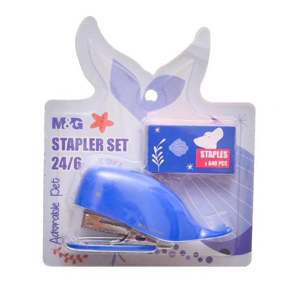 MG ABS916W7 Mini Stapler with 24/6 Staples Box of 640 Pieces Dolphin Shape