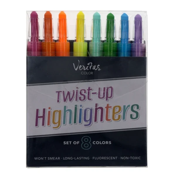 Veritas Crayon-Type Twist-Up Eight-Piece Highlighter Set